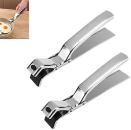 2-stuks RVS anti-verbrandingsklemmen - Multifunctionele keuken anti-verbrandingsklemmen voor kommen - Klemmen voor hete platen - Keukengereedschap - Antislipontwerp - Geschikt voor ovens, airfryers, stoomkokers en potten en kommen - Zilver — thumbnail 1