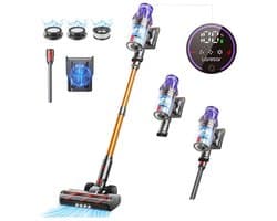 Milova Steelstofzuiger - Draadloos - Steelstofzuigers - Stofzuiger - Zonder zak op accu - Geel en blauw - 500W - LED display