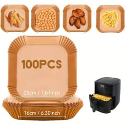 Livé® Airfryer Papiertjes 100 stuks – Anti-aanbak & Vetvrij – Voor Bakken & Grillen — thumbnail 6