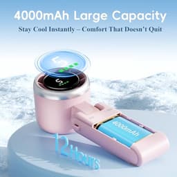 Draagbare Turbo-Handventilator met 5 Snelheden en LED-display - 4000 mAh, USB Oplaadbare Koelventilator voor Outdoor Activiteiten, Reizen en Werk, Roze — thumbnail 4
