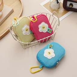Opbergtas - Schattig gaas - Bloemen - Sleutelhanger portemonnee - Koptelefoon tas - Hanger opbergtas - Multifunctioneel - Geel — thumbnail 2