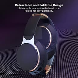 Bluetooth-hoofdtelefoon, Draadloze over Het Oor Bluetooth-hoofdtelefoon, Ruisonderdrukkende Stereo Diepe Bas Opvouwbare Intrekbare Draadloze Hoofdtelefoon over Het Oor voor Sport Reisuren Speeltijd Me — thumbnail 2