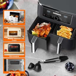 Airfryer accesoires - Dubbel accessoireset voor de airfryer – Geschikt voor Ninja AF300EU, AF400EU & Tower T17088 - Voor dubbele airfryer 7,6L - 9,5L - BPA-vrij - Vaatwasserbestendig - A irfryer siliconen bakje — thumbnail 2
