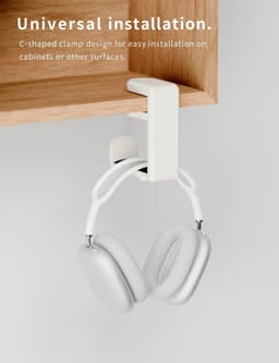 Headset Houder - Koptelefoon Haak - Headset Hanger - ABS - Headset Standaard -Koptelefoon Houder voor onder Bureau - Verstelbare - Roterende Armklem - Antislip - 102*51.5*115mm - Wit — thumbnail 5