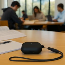 ShieldCase Siliconen Hoesje met Koordje Geschikt voor Airpods 4 - Siliconen Case voor Apple Airpods 4 Case Hoesje - Zwart — thumbnail 2