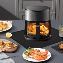 Candala Luchtfriteusemat, 30 x 45 cm - 1 mm, vuurvaste mat ter bescherming van keukenwerkbladen, accessoires voor airfryer, waterdicht, vetdicht en gemakkelijk te reinigen, zwart — thumbnail 1