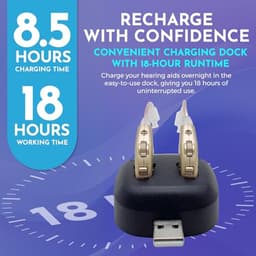 Oplaadbare Achter-het-Oor Versterker met USB-Dock - Premium Goud — thumbnail 2