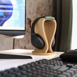 Gepersonaliseerde hoofdtelefoonhouder | Stijlvolle headsetstandaard voor bureau | Ruimtebesparend en uniek — thumbnail 5