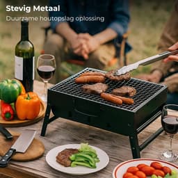 Lomera Opvouwbare Barbecue - Draagbare Houtskool Grill - Inklapbaar Model - Strand Barbecue - Park Barbecue - Balkon Barbecue - Gepoedercoat Staal - Compact En Lichtgewicht Formaat - Mini Grill - Reis Barbecue - Outdoor Grill — thumbnail 2