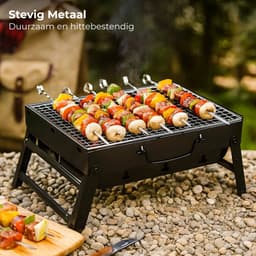 Lomera Opvouwbare Barbecue - Draagbare Houtskool Grill - Inklapbaar Model - Strand Barbecue - Park Barbecue - Balkon Barbecue - Gepoedercoat Staal - Compact En Lichtgewicht Formaat - Mini Grill - Reis Barbecue - Outdoor Grill — thumbnail 5