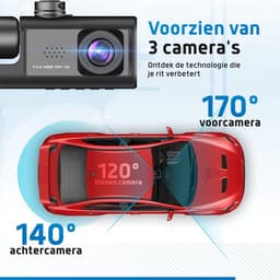 Lexium Dashcam - Daschcams - Auto - Camera - Vooruit - Achteruit - Video - Autobeveiliging - Parkeerbeveiliging - Recording - Dag en Nacht - Schadepreventie — thumbnail 2