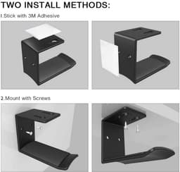 2 stucks Hoofdtelefoonhouder van aluminiumlegering, wandgemonteerde hoofdtelefoonstandaard, desktop displaystandaard, haak voor hoofdtelefoonrek, accessoires — thumbnail 3
