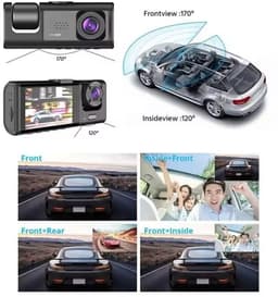 Dashcam 3-in-1 Lens, HD 1080P – Voor, Achter & Binnen Camera – Nachtzicht, G-Sensor, Parkeerbewaking, Loop Recording – Universele Car DVR Video Recorder — thumbnail 2
