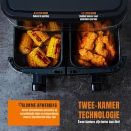 Thuys – Dubbele Airfryer – Heteluchtfriteuse – Duo Airfryer – 11 L – 38 x 28 x 31cm – Zwart — thumbnail 2