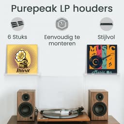 Purepeak LP Houder Set 6 Stuks Inclusief Bevestigingsmateriaal - LP Houder Opbergsysteem aan Muur - Transparant — thumbnail 3