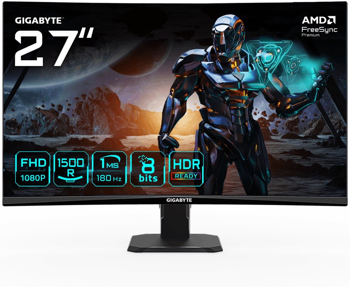 Gigabyte GS27FC - Curved Full HD LCD Gaming Monitor - 180Hz - 27 inch — afbeelding 1