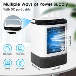4 in 1 Mini Aircooler met Water - Mobiele Airco Zonder Afvoerslang – Tafelventilator - Mini Airco - Draagbare Airco - Mobiele Airco - 3 Snelheden en 2 Koelniveaus - 900 ml en 90 Graden Oscillatie - Stille Mobiele Airconditioner Voor Camping, Kantoor — thumbnail 4