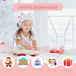 QTTVBTNA -Kinderkoptelefoon Bluetooth met kattenoren – Over-Ear draadloze hoofdtelefoon met LED-licht, opvouwbaar, stereo geluid, ideaal voor meisjes en jongens — thumbnail 2