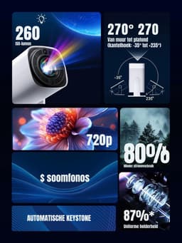 MMP® Draagbare beamer - Beamer - Projector - Mini Beamer - Wit - 20cm x 11cm x 11cm — thumbnail 2