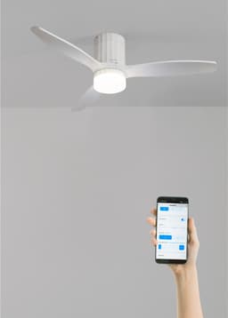 WIND CALM LINE - Plafondventilator 40W silent Ø132 cm 100% hout - Wit - Met licht - Verticale lijnen - WIFI + afstandsbediening - WIND CALM LINE — thumbnail 1