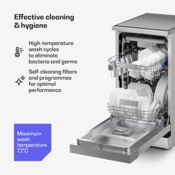 Klarstein Vaatwasser Verosteel 45 cm - vrijstaand, 10 couverts, 9 programma's, stil 42 dB, energieklasse B, AquaStop, kinderslot, zilver - Vaatwasmachine - voor Keuken - Energiezuinig - RVS - Dishwasher - Afwasmachine — thumbnail 9