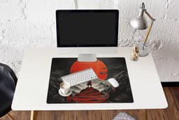 Muismat XXL 80x60 cm - Bureau onderlegger - Bureau mat Krijger - Rode trappen - Zon - Berg - Bureaumat - Gaming mousepad xl - Bureaulegger groot - Computer deskmat — thumbnail 5