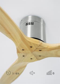 CREATE - Plafondventilator 40W silent 100% hout (Ø132cm) (ruimtes 10m²-25m²) - Nikkel / Licht hout - Geen licht - Afstandsbediening - WIND CALM NATURAL WOOD — thumbnail 2