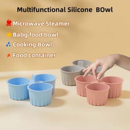 Daity 2-delige siliconen airfryer eivorm, antiaanbak airfryer bakplaat, 3 roosters voor het maken van muffins, voor het bakken van kookaccessoires, herbruikbare siliconen bakvormpjes, blauw — thumbnail 3
