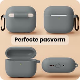 Hoes - Geschikt voor Apple Airpods Pro 3 - Siliconen Hoesje met Clip - Silicone Case Cover - Grijs — thumbnail 3