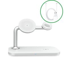 Phreeze 3-in-1 Magnetische Draadloze Oplader + 20W USB C Adapter - 15W - Snellader - Wit - Wireless Fast Charger - Geschikt voor iPhone, iWatch, Draadloze Oordopjes