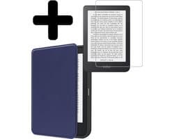 Hoes Geschikt voor Kobo Clara 2E - E-reader Bescherm Hoesje Case Sleep Cover Met Screenprotector - Hoes Geschikt voor Kobo Clara 2E Hoesje - Donkerblauw