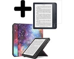 Hoes Geschikt voor Kobo Libra 2 - E-reader Bescherm Hoesje Case Sleep Cover Trifold Met Screenprotector - Hoes Geschikt voor Kobo Libra 2 Hoesje - Galaxy