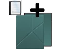 Hoes Geschikt voor Kobo Elipsa 2E - E-reader Bescherm Hoesje Case Sleep Cover Trifold Met Screenprotector - Hoes Geschikt voor Kobo Elipsa 2E Hoesje - Donkergroen