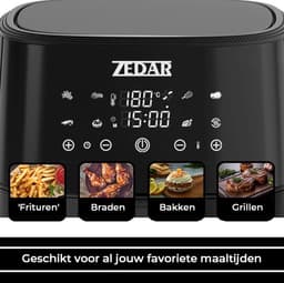 Airfryer XXL - Met APP - Groot 8 Liter - Heteluchtfriteuse - Zwart - Digital Touchscreen - 50 voorgeprogrammeerde gerechten Zedar AF600 — thumbnail 11