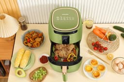 Swiss Pro+ - SP-DAF7LG - airfryer XXXL - Intelligente Heteluchtfriteuse Digitaal- 7 L - XXXL - New Model 2026- GRATIS Recepten Boek - Touchscreen - TURBO Opwarmen - Green - 7 liter — thumbnail 9