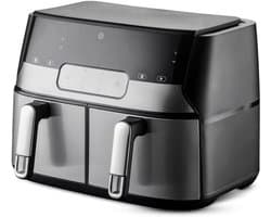 Zylo® Dubbele Airfryer - Heteluchtfriteuse - Duo Airfryer - 9 L - - 35x39x31cm - Zwart