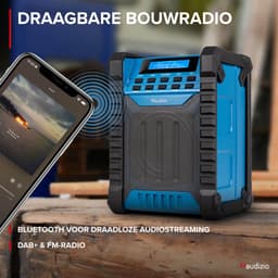 Bouwradio - Audizio Jobsite bouwradio met accu - Bluetooth, DAB+ en FM - Compact en IP54 waterdicht — thumbnail 4