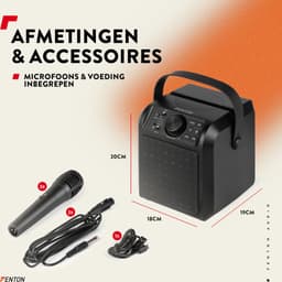 Karaoke set met 2 microfoons - Fenton KAR50B - Met lichteffect en Bluetooth - Voor kinderen - Zwart — thumbnail 3