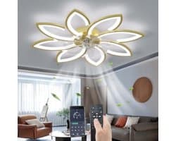 Plafondventilator Slaapkamer - Plafonniere Met Ventilator - Plafondventilator Met Verlichting - Plafondventilator Afstandsbediening - Goud - 90 CM — afbeelding 1
