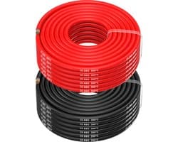 MMOBIEL 10 AWG Siliconen Elektrische Draad - 10 Gauge (5,26mm²) Vertinde Koperkabel - 2 Aparte Draden Rood & Zwart Elk 20 m voor RC, Drones, 3D Printers, Batterijen, Luidsprekerdraden, Led Strips