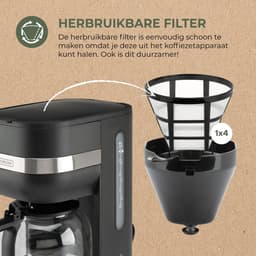 Bourgini Elements Koffiezetapparaat – 1,5L (10-12 Kopjes) - Warmhoudplaat - Automatische Uitschakeling - Vaatwasserbestendig - GRS gecertificeerd gerecyclede materialen — thumbnail 4