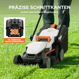 Accugrasmaaier - Professionele Grasmaaiers - Gazontrimmer - 3400 RPM/min - Maaihoogte van 25-65 mm - Maaibreedte 33cm - Krachtige Borstelloze Motor - Oplaadbare Li-Ion Accu - Ideaal voor Tuinen tot 300 m² - 30L - Veelkleurig — thumbnail 4
