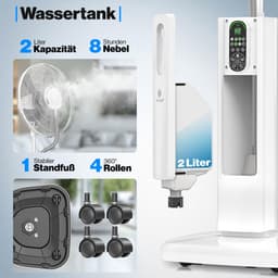 KESSER® Statiefventilator Frosty met Water Ultrasone Verneveling Koeling - Staande Ventilator inclusief Afstandsbediening en Timerfunctie - Wit — thumbnail 5