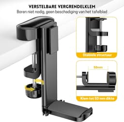 StayPowered 4-in-1 Hoofdtelefoon & Bekerhouder - Houd Je Bureau Georganiseerd - 360° Draaibaar - Verwijderbare Opbergbox - Eenvoudige Installatie - Antislip Design - Kabelbeheer - Zwart - Levering Sneller dan Aangegeven! — thumbnail 2