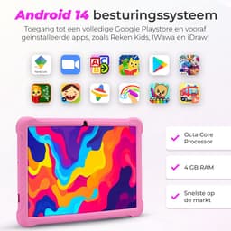 ATouch Kindertablet Tab 10 Plus – Kindertablet Vanaf 3 jaar – Kindertablets 2026 Model – 10 Inch Kids Tablet – Android 15 – Kinder Tablet – Inclusief 64GB+64SD & Screenprotector - Roze — thumbnail 2