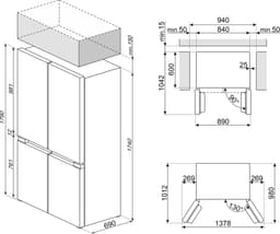 SMEG FQI48XD – Amerikaanse Koelkast – 488L – No Frost – 4 Deuren (French Door) – RVS (Inox Look) — thumbnail 3