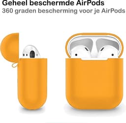 Hoesje - Geschikt voor Apple Airpods 2 - Siliconen Dun Met Clip - Case Cover - Silicone Hoes - Oranje — thumbnail 4
