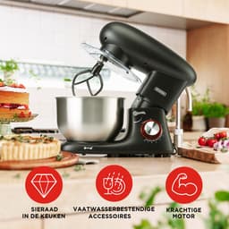 Bourgini Kitchen Chef Plus Keukenmachine - 5.5L Mengkom - 1400W - Zwart - Keukenmixer - Keukenrobot — thumbnail 5