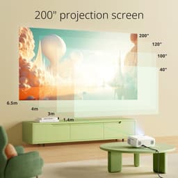 Bluetooth Projector 4K with Tripod - Native 1080P 12000 Lumens - Bluetooth 5.2 - Portable Home Video Movie Projector - Compatible with iOS-Android-HDMI-USB-AV-SD Card - Home Cinema Beamer — thumbnail 5