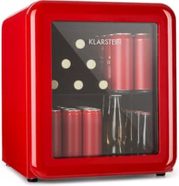 Klarstein PopLife Drankenkoeler - Minibar, Retro Koelkast, 0-10°C, slechts 39 dB, 48 L, milieuvriendelijk, dubbelwandige deur, retro design, rood — thumbnail 2